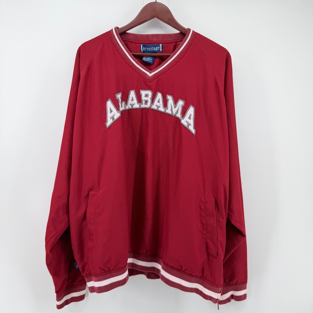 Armitage Mens XL Alabama Crimson Tide Windshirt Red Vintage 90s V-Neck Pullover